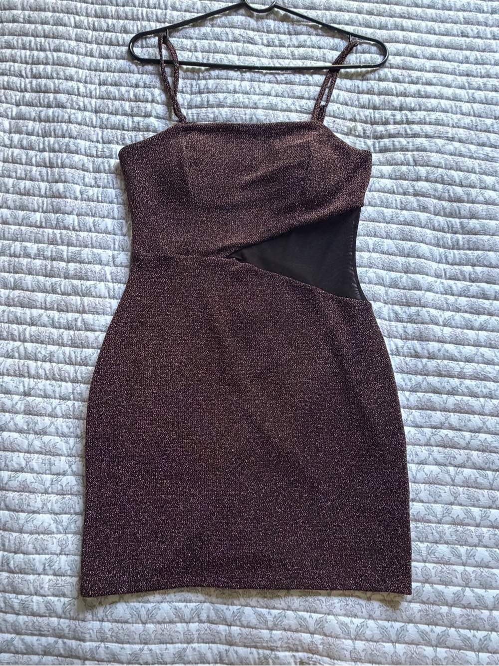 Trixxi Plum Sparkle Asymmetrical Cutout Mini Dress